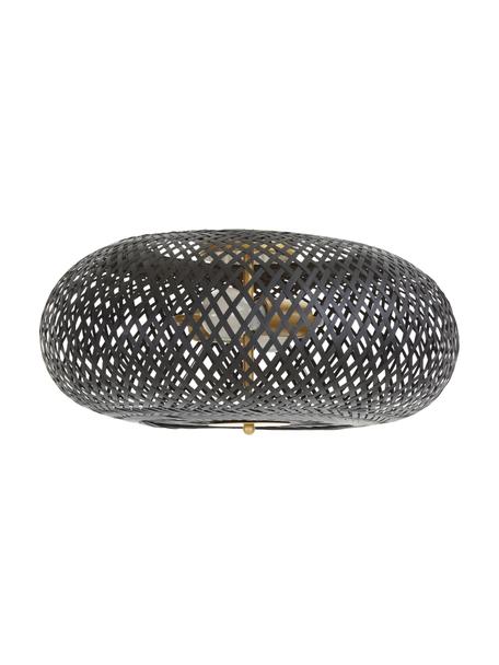 Plafoniera di design in bambù Evelyn, Paralume: bambù, Baldacchino: metallo verniciato a polv, Nero, dorato, Ø 50 x Alt. 20 cm