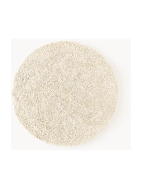 Okrągły puszysty dywan z długim włosiem Leighton, Kremowobiały, Ø 150 x W 3 cm (Rozmiar M)