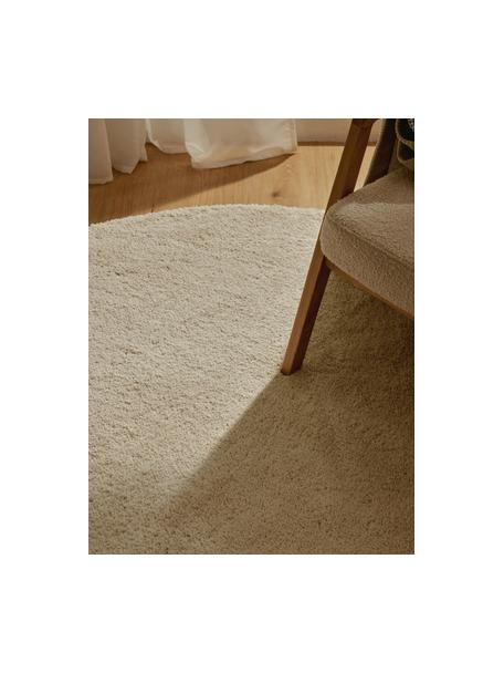 Flauschiger runder Hochflor-Teppich Leighton, Mikrofaser (100 % Polyester, GRS-zertifiziert), Cremeweiß, Ø 150 cm (Größe M)