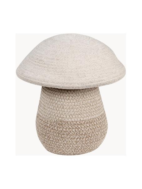 Cesto portaoggetti per bambini fatto a mano Mushroom, alt. 27 cm, 97% cotone, 3% fibra sintetica, Bianco crema, tonalità beige, Ø 30 x Alt. 27 cm