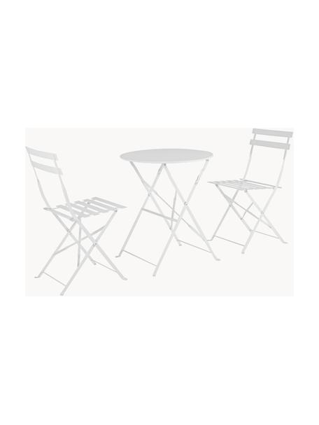 Set de muebles para exterior Wissant, 3 pzas., Acero con pintura en polvo, Blanco, Set de diferentes tamaños