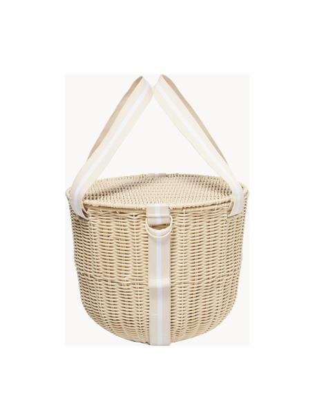 Cesta nevera picnic Le Weekend, Estructura: metal recubierto, Cesta: poliratán, Blanco, beige claro, Ø 37 x Al 30 cm