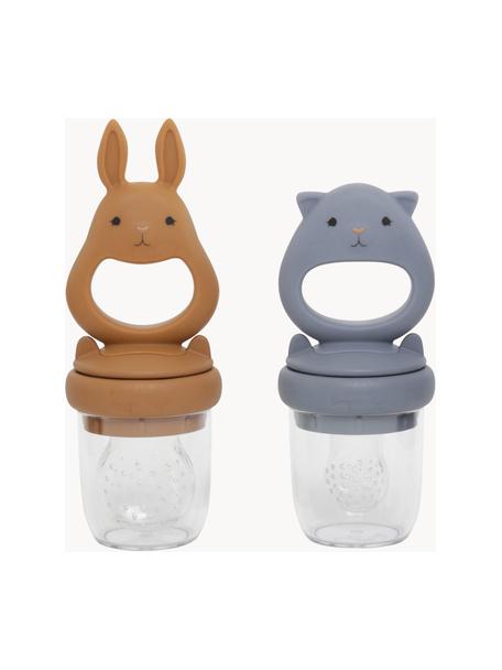 Set 2 portafrutta Bunny, Silicone, Marrone chiaro, grigio-blu, Set in varie misure