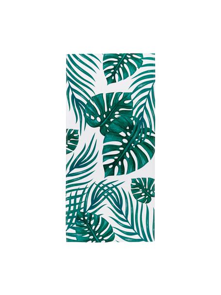 Licht strandlaken Jungle met tropische print, 55% polyester, 45% katoen zeer lichte kwaliteit, 340 g/m², Wit, groen, B 70 x L 150 cm