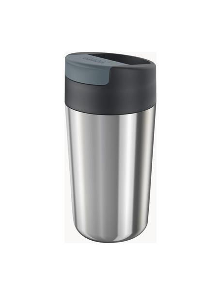 Thermokaffeebecher Sipp, Gehäuse: Edelstahl, gebürstet, Deckel: Silikon, Kunststoff, Silberfarben, Anthrazit, Ø 8 x H 17 cm, 450 ml