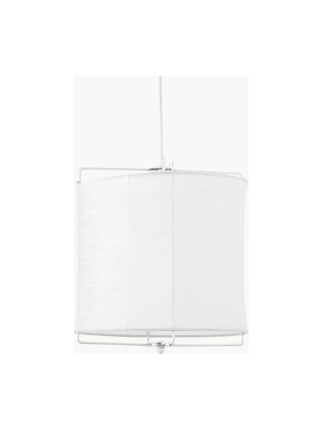 Lampada a sospensione in lino Clouds, Paralume: lino, Struttura: metallo verniciato a polv, Baldacchino: metallo verniciato a polv, Bianco, Ø 30 x Alt. 30 cm