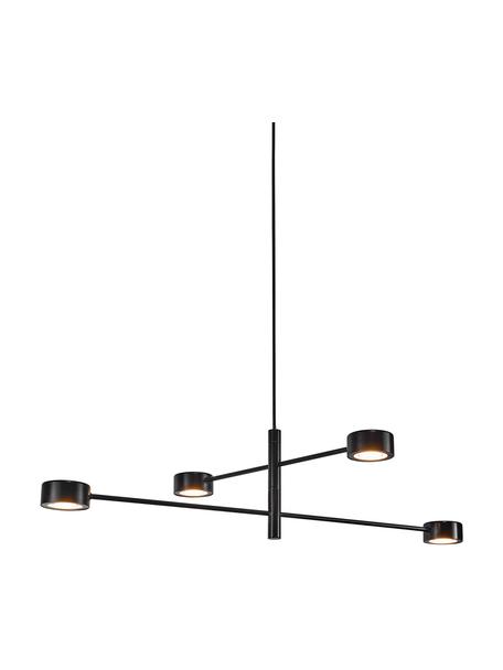 Grote dimbare LED hanglamp Clyde, Lampenkap: gecoat metaal, Baldakijn: gecoat metaal, Zwart, 90 x 22 cm