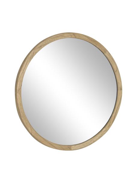 Kulaté nástěnné zrcadlo s dřevěným rámem Alum, Béžová, Ø 80 cm, H 4 cm