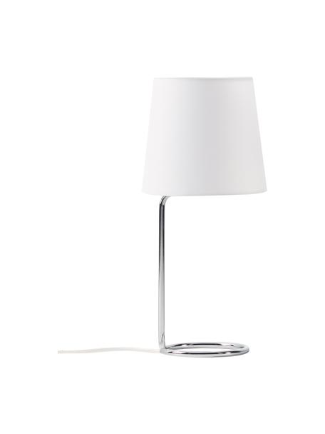 Lampada da tavolo color argento Bo, Paralume: tessuto, Base della lampada: metallo spazzolato, Bianco, argento, Ø 19 x Alt. 42 cm