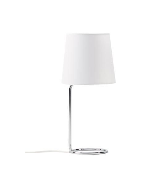 Lampada da tavolo Cadè, Paralume: tessuto, Base della lampada: metallo spazzolato, Bianco, argentato, Ø 19 x Alt. 42 cm