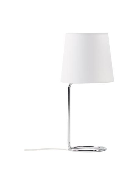 Tischlampe Cade in Silber, Lampenschirm: Textil, Lampenfuß: Metall, gebürstet, Weiß, Silberfarben, Ø 19 cm x H 42 cm