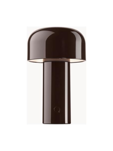 Lámpara de mesa LED regulable Bellhop, Plástico, Marrón oscuro brillante, Ø 13 x Al 20 cm