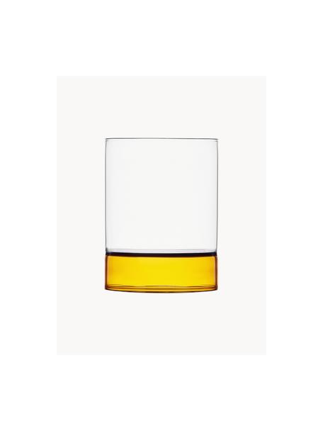 Ručne vyrobený pohár na vodu Bamboo Groove, 2 ks, Borosilikátové sklo, Slnečná žltá, priehľadná, Ø 7 x V 11 cm, 250 ml