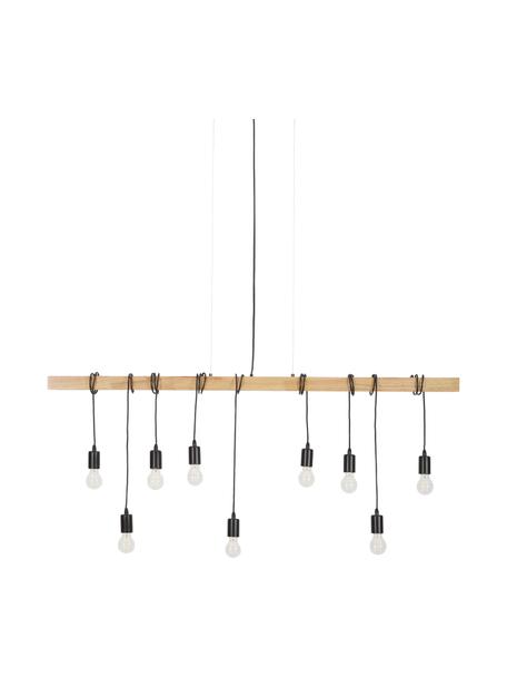 Grande suspension industrielle Townshend, Noir, bois, larg. 150 x prof. 10 cm
