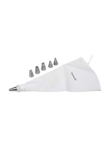 Spuitzakset Sweko met tuiten en adapter, 8-delig, Wit, zilverkleurig, Set met verschillende formaten