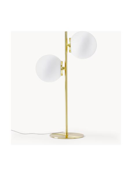 Stolová lampa z opálového skla Atlanta, Biela, odtiene zlatej, Ø 15 x V 45 cm