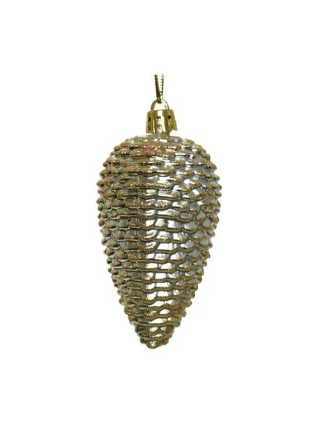 Adornos navideños irrompibles Pine, 4 uds., Figura: plástico, Dorado, Ø 5 x Al 9 cm