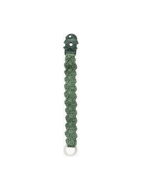 Háčkovaný řetízek na dudlík Crochet, ručně vyrobený, Tmavě zelená, Š 3 cm, D 20 cm