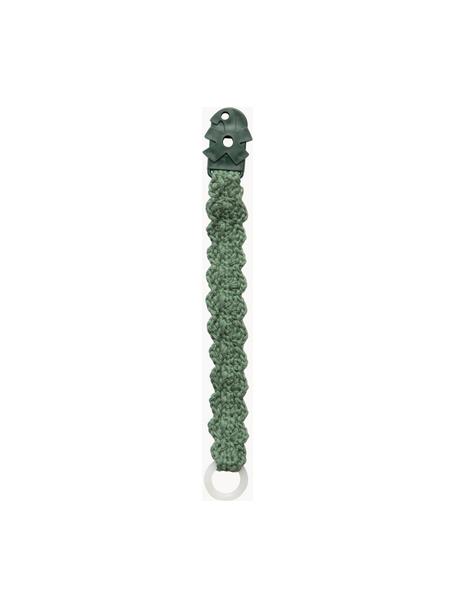 Häkel-Schnullerband Crochet, handgefertigt, Dunkelgrün, B 3 x L 20 cm