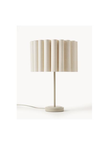 Lámpara de mesa de lino Lucina, Pantalla: lino, Estructura: metal, Cable: cubierto en tela, Beige claro, Ø 32 x Al 46 cm
