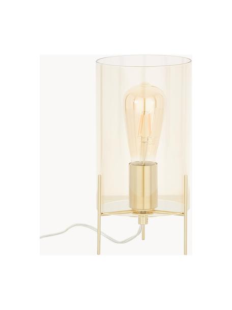 Kleine Tischlampe Laurel aus farbigem Glas, Lampenschirm: Glas, Lampenfuß: Metall, gebürstet, Transparent, Goldfarben, Ø 14 x H 28 cm