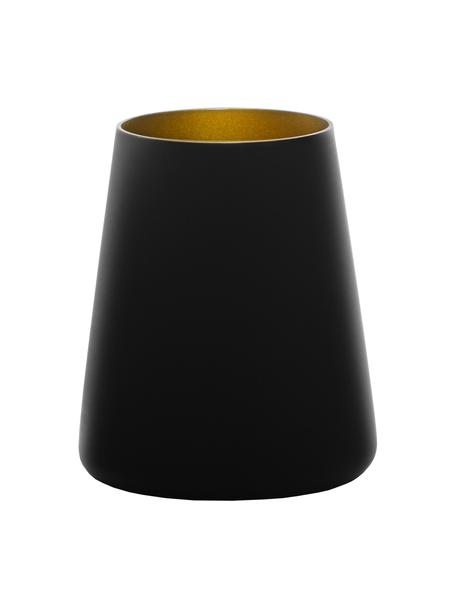 Kegelförmige Kristall-Cocktailgläser Power, 6 Stück, Kristallglas, beschichtet, Schwarz, Goldfarben, Ø 9 x H 10 cm, 380 ml