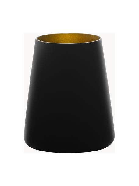 Kegelvormige kristallen cocktailglazen Power, 6 stuks, Gecoat kristalglas, Zwart, goudkleurig, Ø 9 x H 10 cm, 380 ml