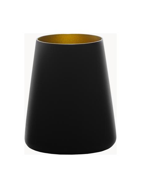 Vasos cóctel de cristal Power, 6 uds., Cristal recubierto, Negro, dorado, Ø 9 x Al 10 cm, 380 ml