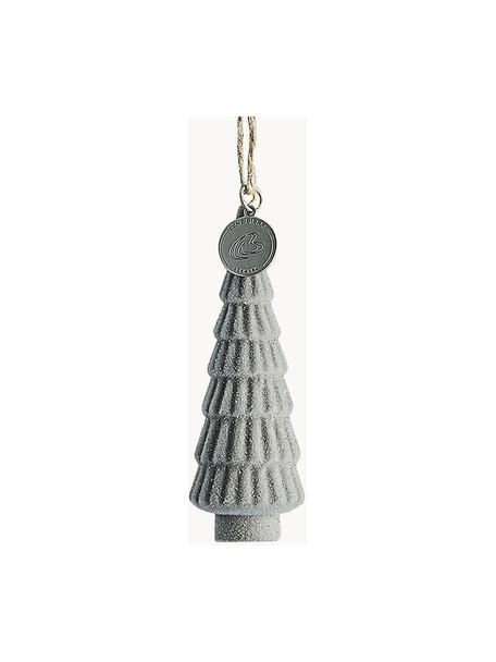 Décoration sapin de Noël faite main Jalia, 2 pièces, Plastique, Gris clair, Ø 3 x haut. 9 cm