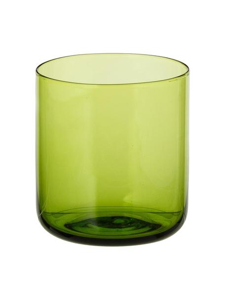 Mundgeblasene Wassergläser Bloom in Grün, 6 Stück, Glas, mundgeblasen, Grün, Ø 7 x H 8 cm, 220 ml
