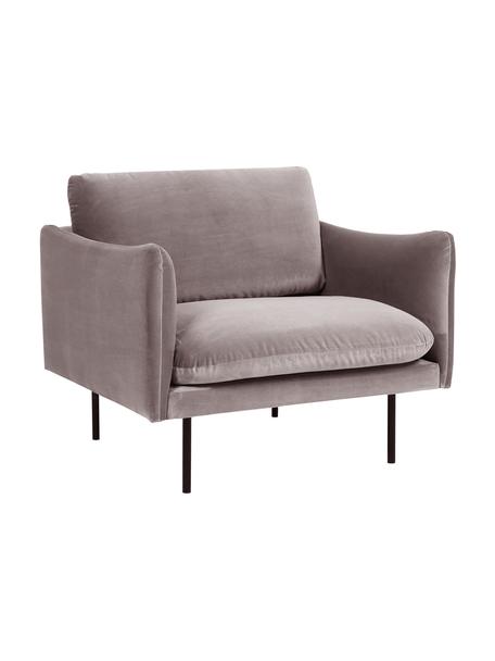 Zamatové kreslo s kovovými nohami Moby, Zamatová sivobéžová, Š 90 x H 90 cm