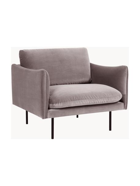 Fotel z aksamitu Moby, Tapicerka: aksamit (wysokiej jakości, Stelaż: lite drewno sosnowe z cer, Nogi: metal malowany proszkowo, Greige aksamit, S 90 x G 90 cm