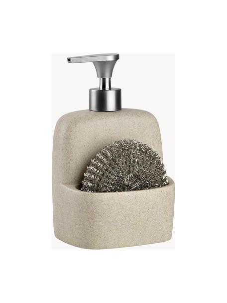 Zeepdispenserset Sand met spons, set van 2, Spons: metaal, Lichtbeige, mat, B 11 x H 19 cm