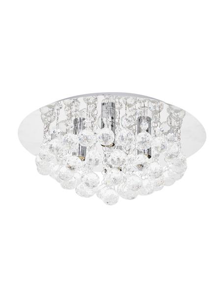 Lampada in cristallo Hanna, Baldacchino: metallo cromato, Decorazione: vetro, Cromato, Ø 35 cm x Alt. 18 cm