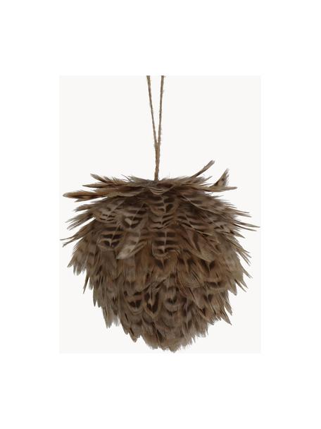 Adornos navideños Feather Ball, 2 uds., Plumas, Marrón, Ø 11 cm