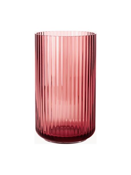 Mundgeblasene Vase Lyngby, H 25 cm, Glas, Korallrot, transparent, Ø 15 x H 25 cm