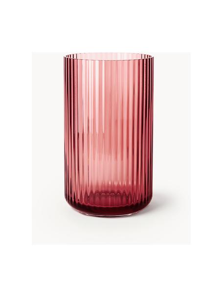 Mundgeblasene Vase Lyngby, H 25 cm, Glas, Korallrot, transparent, Ø 15 x H 25 cm