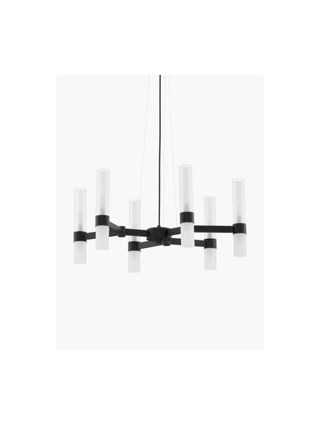 Große Pendelleuchte Century mit Diffusorscheiben, Schwarz, Transparent, Ø 70 x H 31 cm