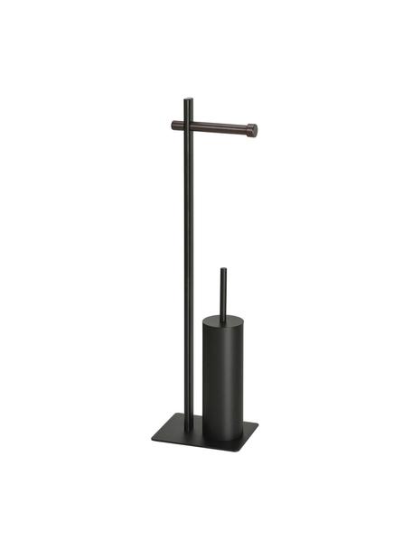 Uchwyt na papier toaletowy ze szczotką Brans, Stelaż: metal, Czarny, drewno naturalne, S 20 x W 76 cm