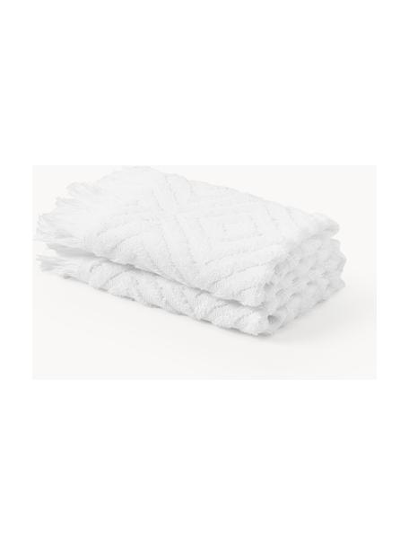 Handdoek Jacqui in verschillende formaten, met hoog-laag patroon, Wit, XS gastendoekjes, B 30 x L 30 cm, 2 stuks