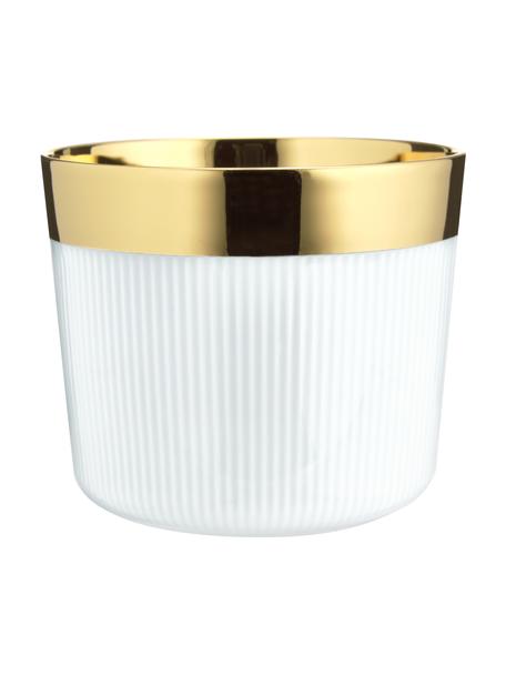 Tazza champagne placcata oro con linee in rilievo in porcellana Sip of Gold, Bordo: porcellana placcata in or, Bianco, dorato, Ø 9 x Alt. 7 cm, 300 ml