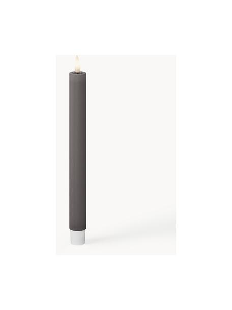 Ręcznie wykonana świeca stołowa LED Real Flame, W 24 cm, 2 szt., Tworzywo sztuczne, wosk z powłoką żywiczną, Ciemny szary, W 24 cm