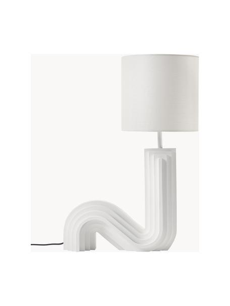 Design Tischlampe Luomo, Lampenschirm: Leinenstoff, Off White, B 43 x H 61 cm