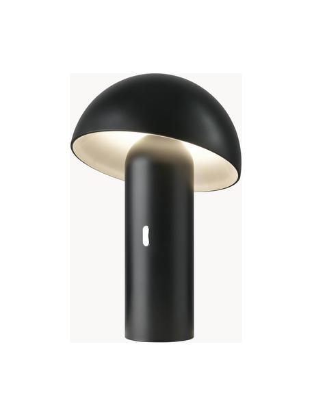 Lámpara de mesa pequeña LED regulable Svamp, portátil, Plástico, Negro, Ø 16 x Al 25 cm