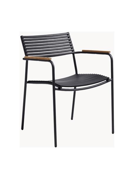 Zahradní židle s područkami Mood, Černá, Š 60 cm, H 56 cm