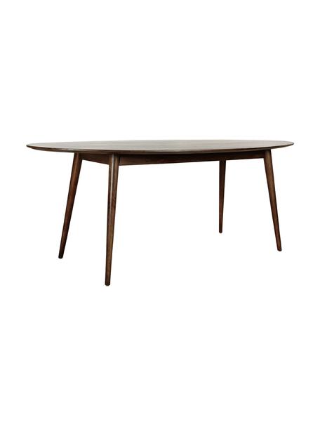 Oválný jídelní stůl z mangového dřeva Oscar, 203 x 97 cm, Masivní lakované mangové dřevo, Tmavě hnědá, Š 203 cm, H 97 cm