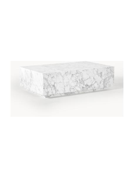 Mesa de centro en look mármol Lesley, Tablero de fibras de densidad media (MDF) recubierto en melanina, Aspecto mármol blanco brillante, An 120 x F 75 cm