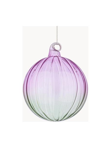 Boules de Noël Slab, tailles variées, Verre, Lavande, vert clair, transparent, Ø 10 x haut. 10 cm, 8 pièces