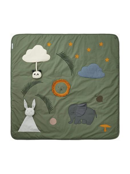 Spielmatte Glenn, Bezug: 100 % Baumwolle, Olivgrün, Fauna-Motiv, B 110 x L 110 cm