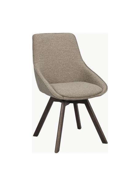 Draaibare gestoffeerde stoelen Alison, 2 stuks, Bekleding: 100% polypropyleen Met 25, Frame: multiplex, Poten: gepoedercoat metaal Dit p, Geweven stof greige, donkerbruin, B 51 x D 60 cm